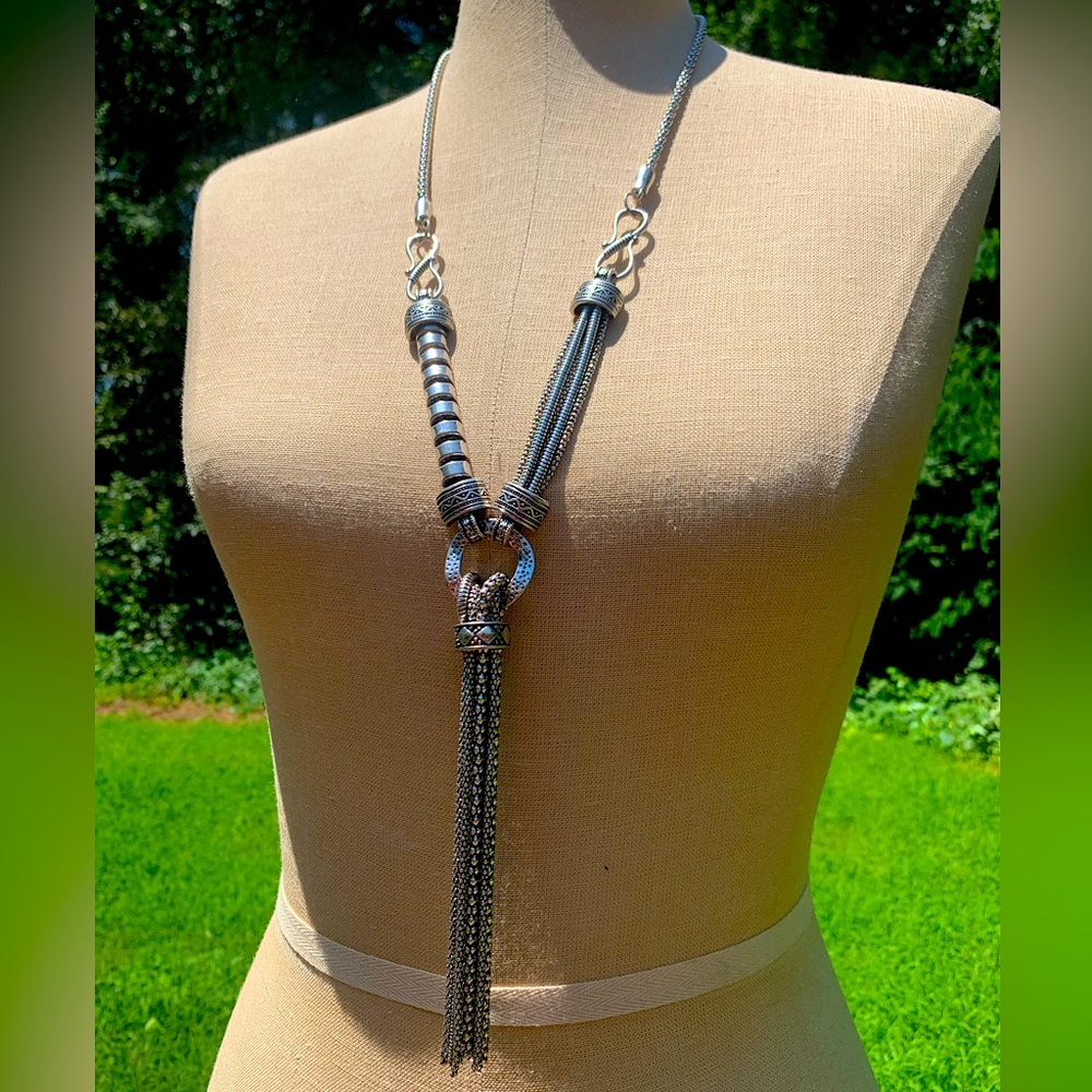 Textured Tassel Statement Necklace